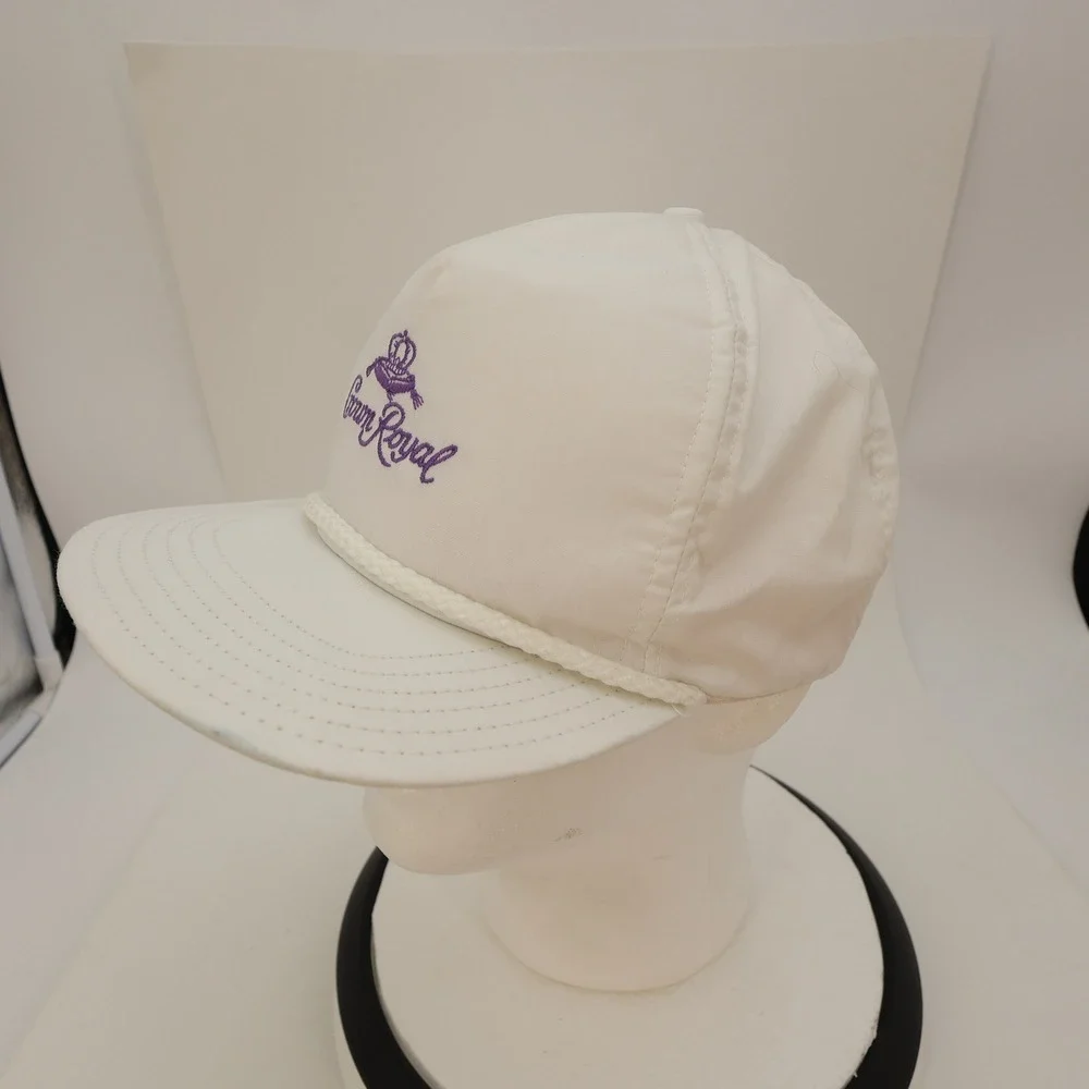 Vintage Crown Royal White Purple Snapback Rope Hat Made in USA Mens OSFA